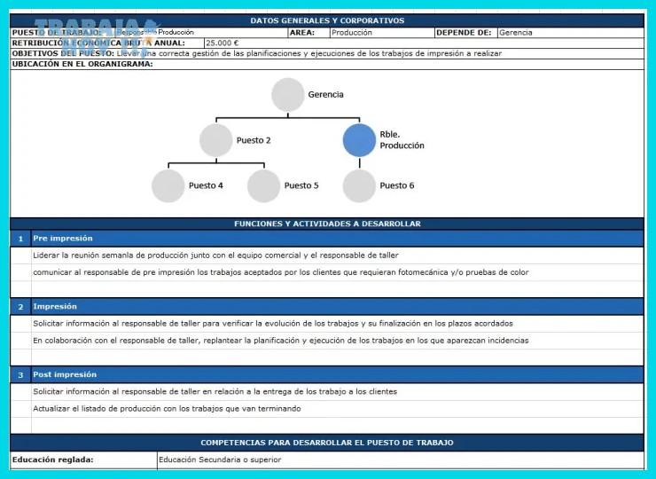 Documentación organizacional necesaria (organigrama y descripciones previas)